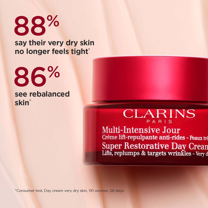 Packshot of Clarins’ Retinol-like Day Cream for dry skin highlighting its nourishing and balancing effects