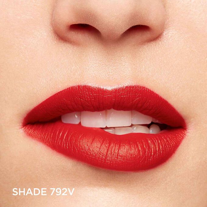 Close-up of a woman&rsquo;s lips, showcasing the hydration and colour results after applying Joli Rouge in Shade 792 V