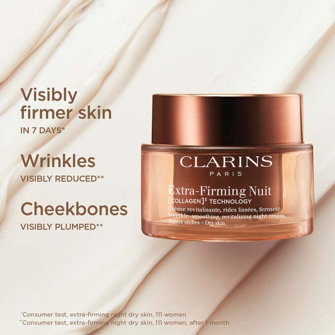 Packshot of the Extra Firming Night Cream for dry skin to illustrate its visible cheek plumping and skin firming effects