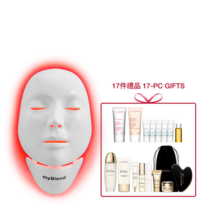Packshot of myLEDmask2 for face and neck, by myBlend, in collaboration with Clarins distribution