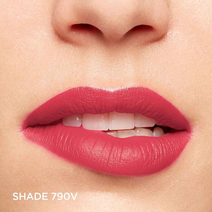 Close-up of a woman&rsquo;s lips, showcasing the hydration and colour results after applying Joli Rouge in Shade 790 V
