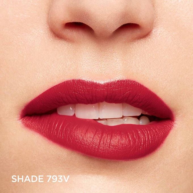 Close-up of a woman&rsquo;s lips, showcasing the hydration and colour results after applying Joli Rouge in Shade 793 V