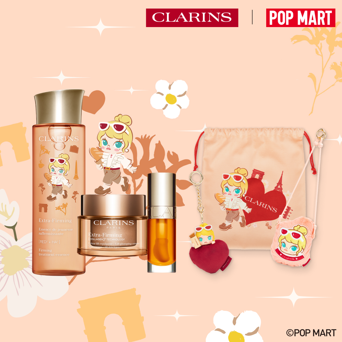 [Clarins x POP MART] Extra-Firming Treatment Essence X Cream X Lip Oil Bundle
